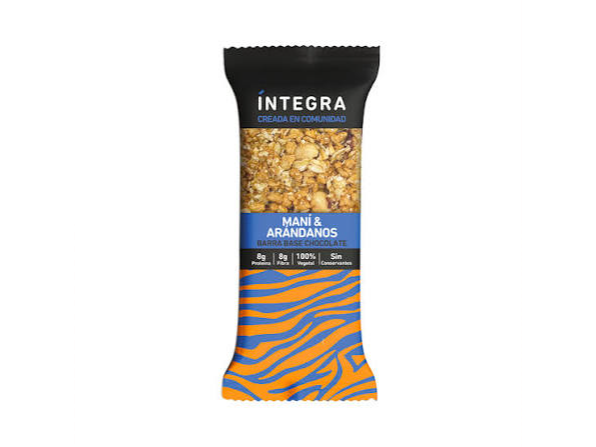 BARRA INTEGRA BASE DE CHOCOLATE Y ARANDANOS