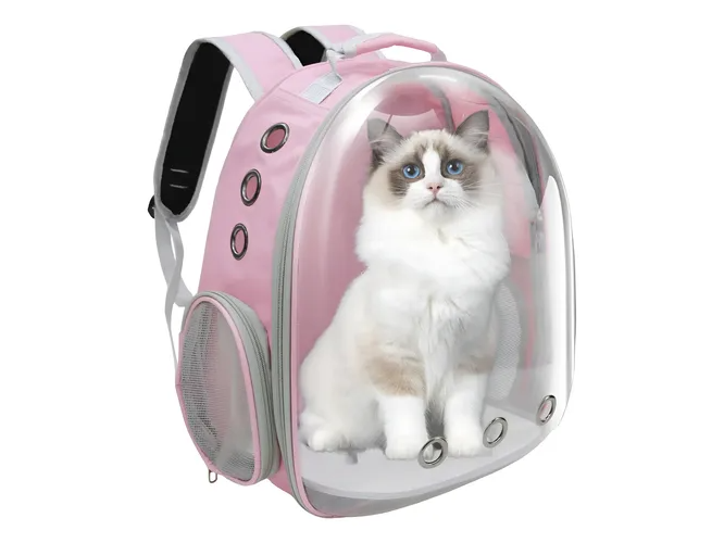 Mochila Transportadora Barriga Rosa Pawfy Para Gatos