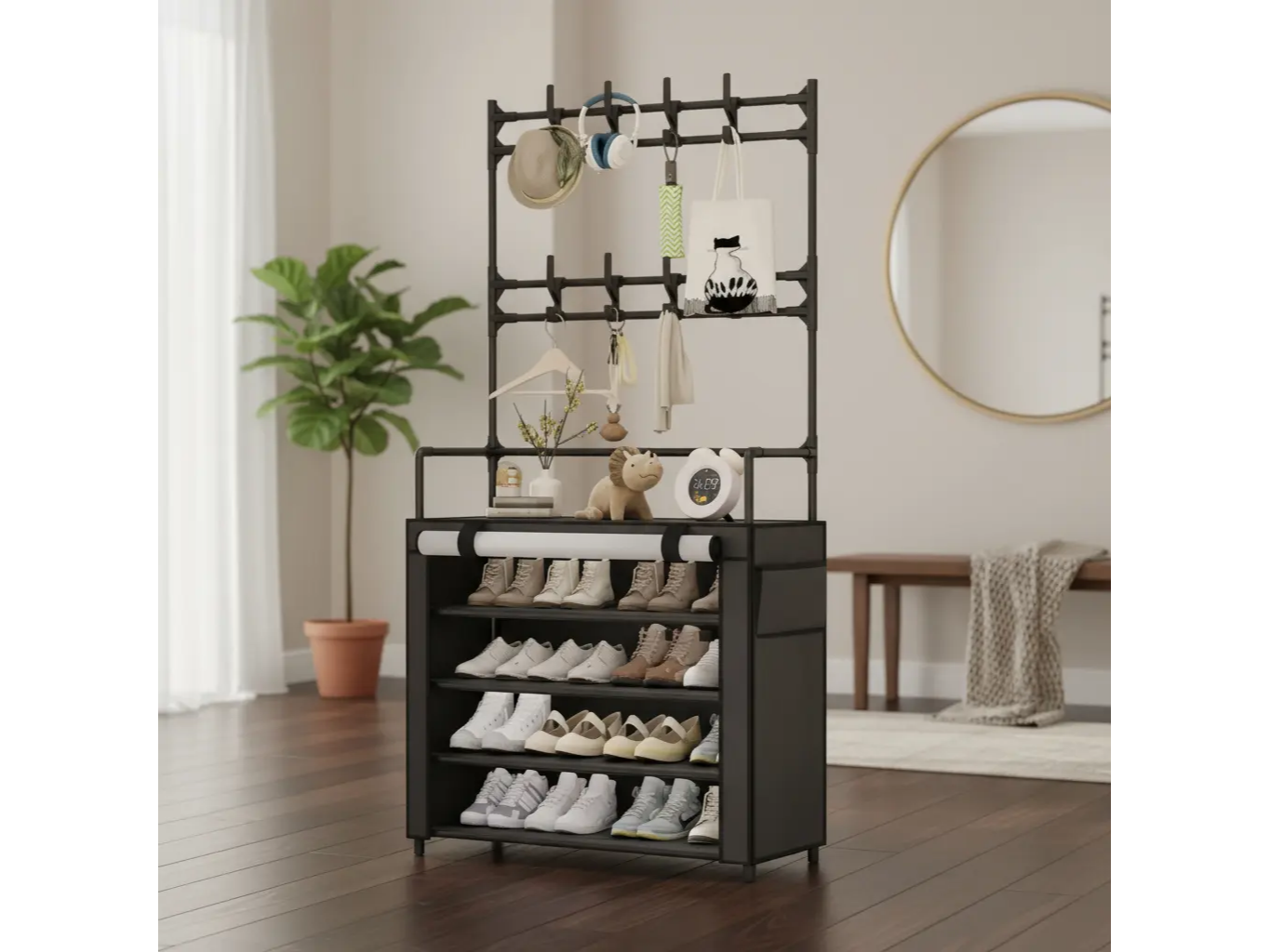 Perchero Armable Ropero Zapatos Organizador 4 Estantes 60x30x154cm