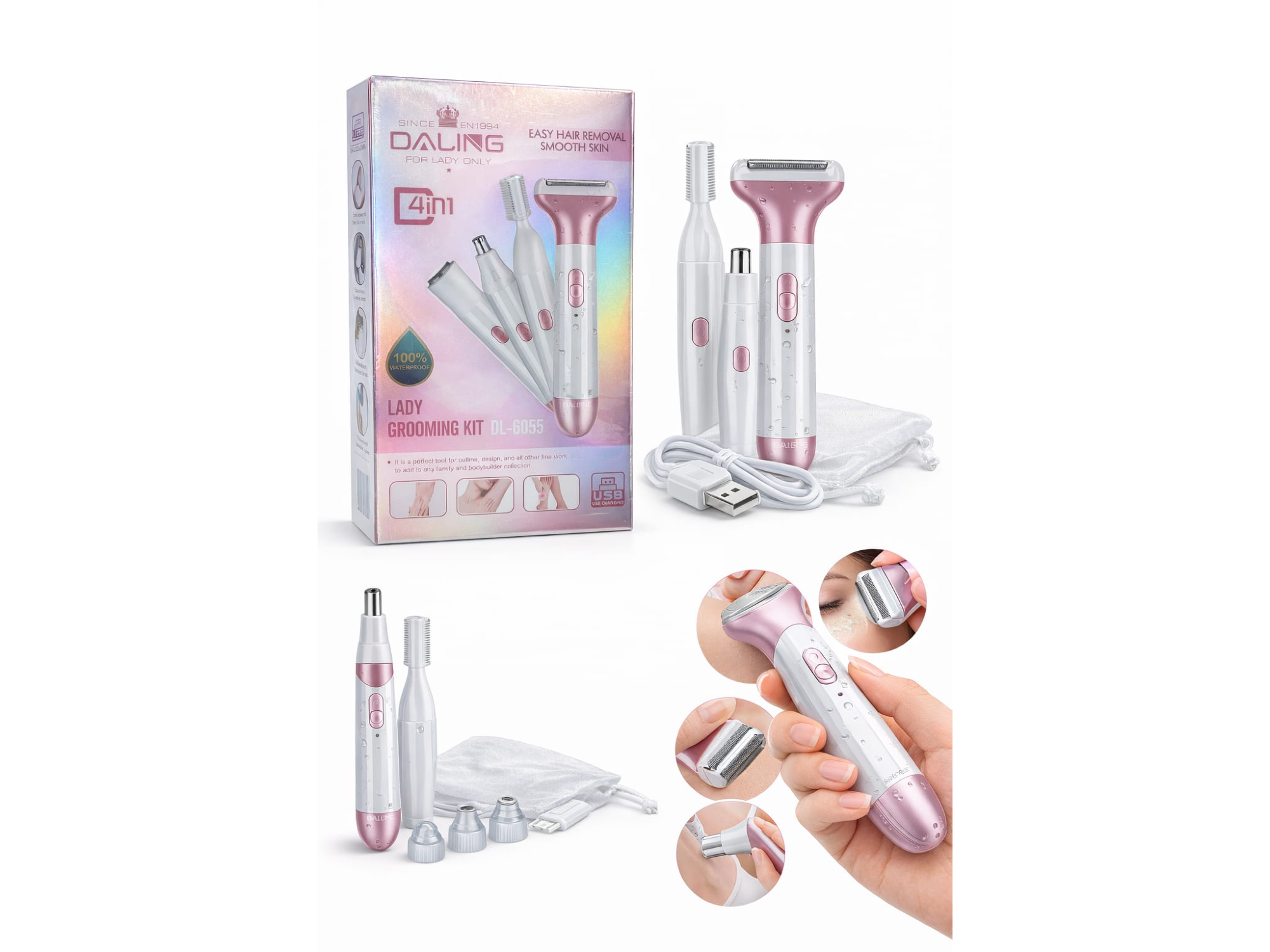 Depiladora Inalambrica Daling 4 En 1 DL-6055