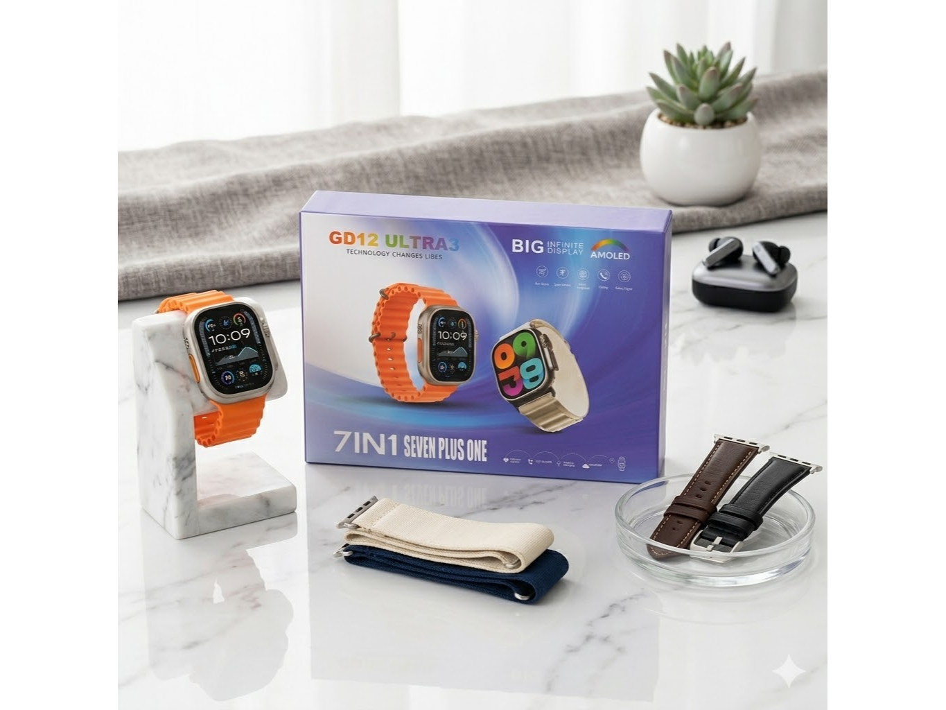 Reloj Smartwatch GD12 Ultra 3 7 Mallas en 1