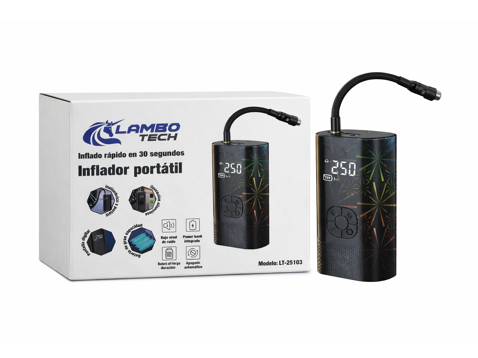 Compresor Inflador Portatil Lambo Tech LT-25103 Rapido