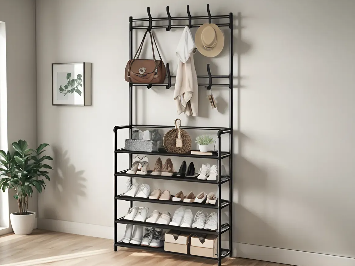 Rack Multifuncional Zapatero Perchero Para ropa y Zapatos 6027-5 80x28x170