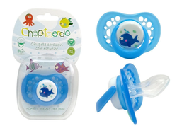 CHUPETE CORAZON CON ESTUCHE  6 MESES+ CELESTE