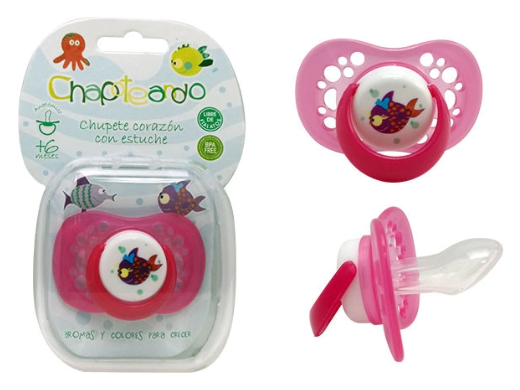 CHUPETE CORAZON CON ESTUCHE 6 MESES+ ROSA