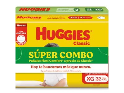 PAÑALES HUGGIES SUPER COMBO (AMAR+VERDE)