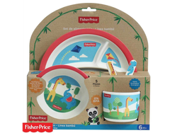 Set Alimentacion Bebe Bamboo Plato Vaso Fisher Price 5pz JIRAFA