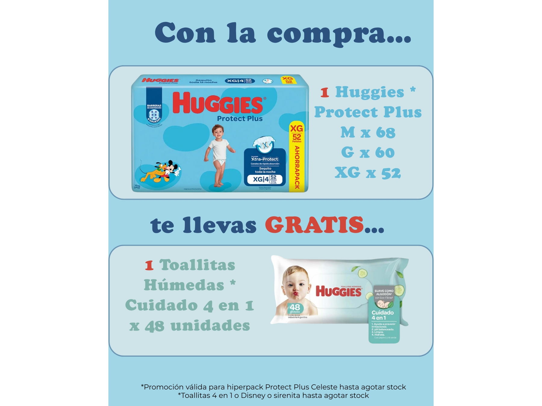 Huggies protect plus + toallita humeda x 48 un