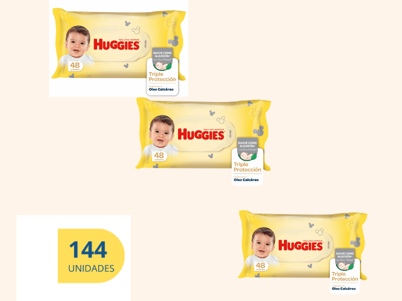 Toallitas Húmedas Huggies Triple Protección con Óleo Calcáreo 144 unidades