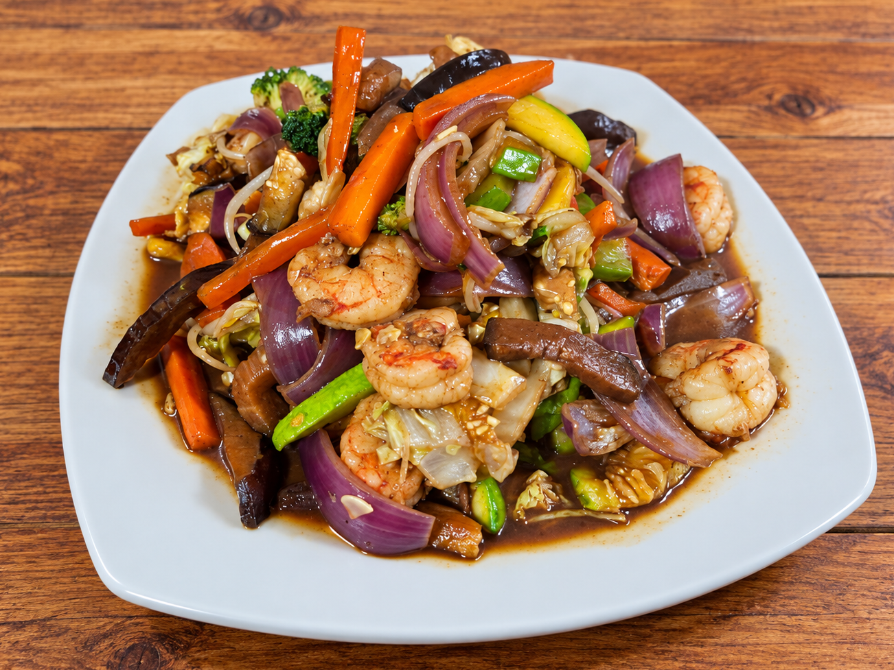 Chop suey de langostinos