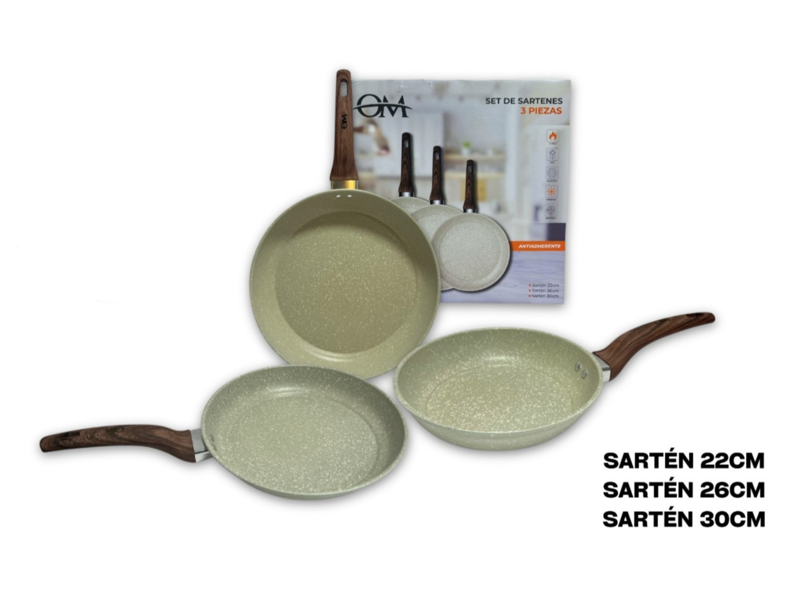 Set de Sartenes Diseño Granito x3