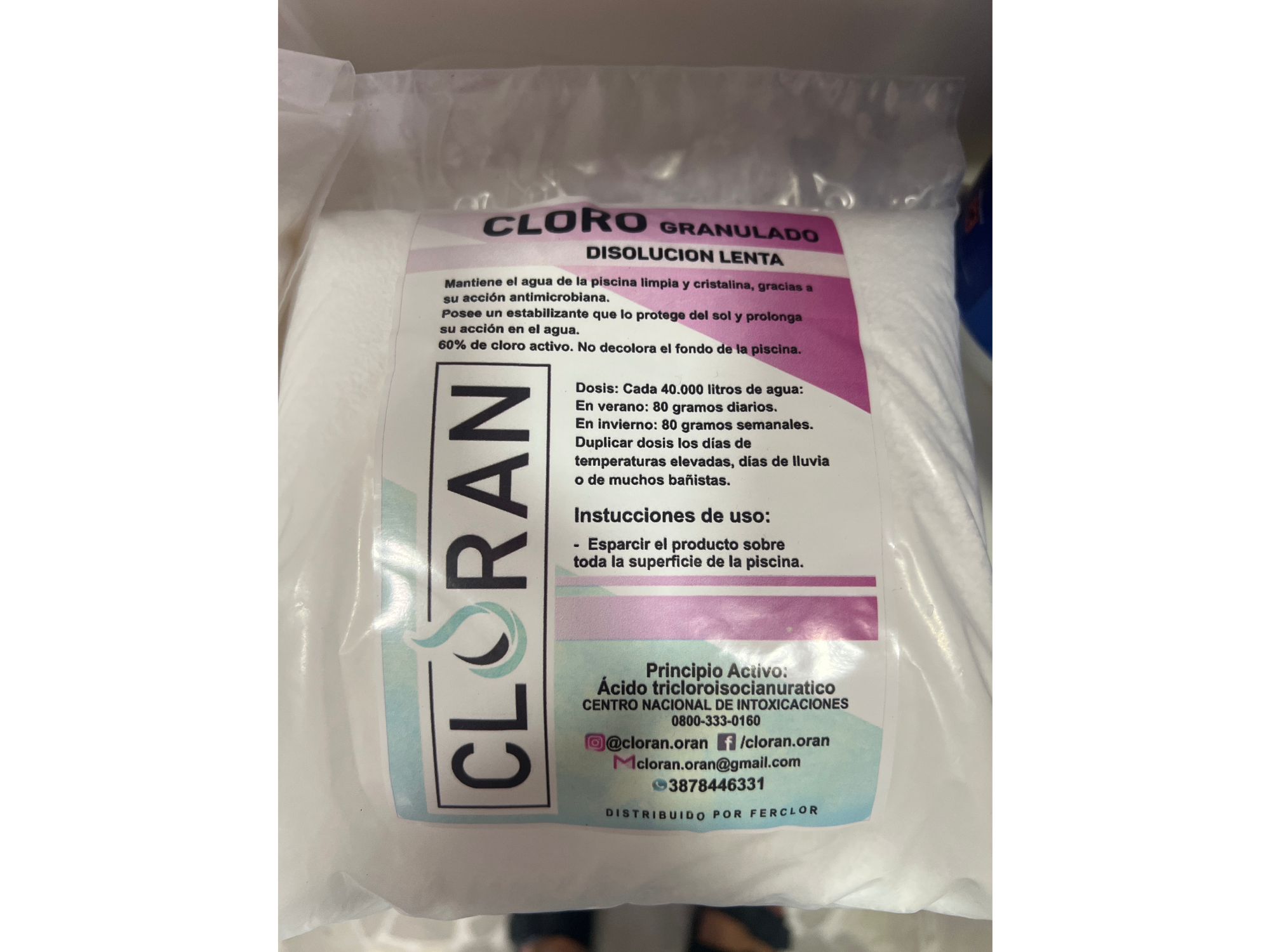 Cloro granulado disolucion lenta CLORAN 1kg.