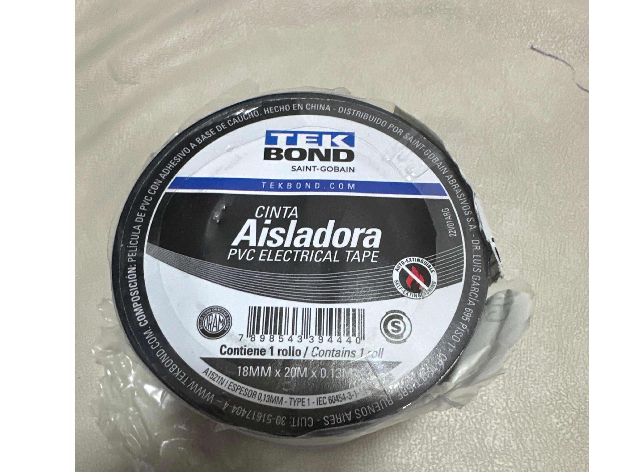 Cinta aisladora PVC x 20 mt