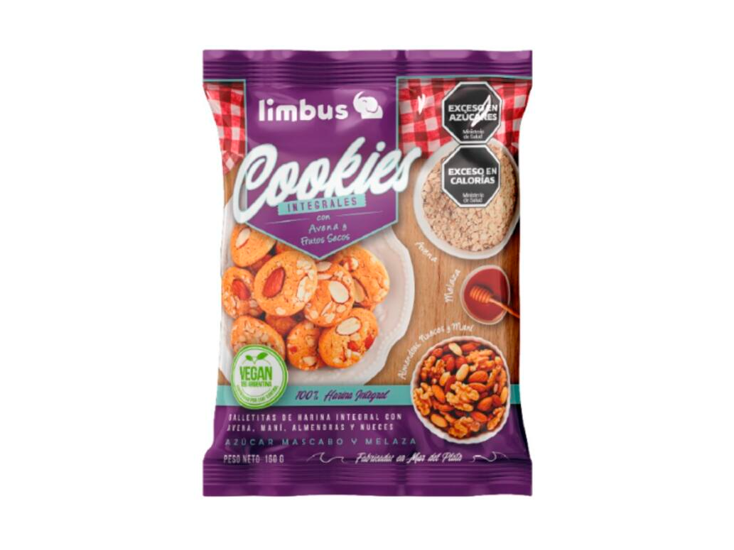 Galletitas integrales limbus con almendras, nueces, maní y avena