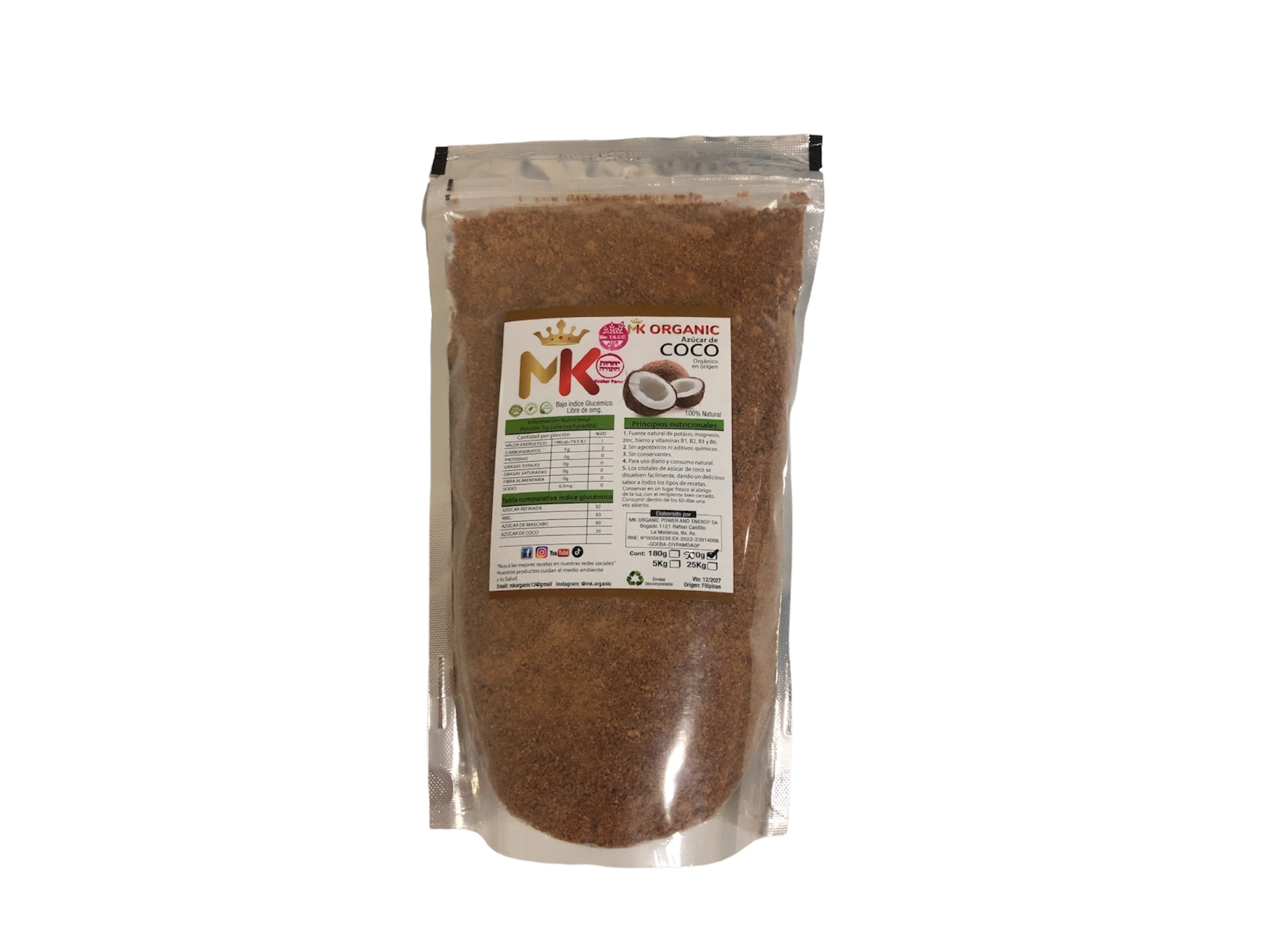 Azúcar de coco MK organic x 180 gr