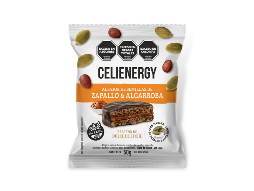 Alfajor negro de semillas de zapallo y algarroba Celienergy. Sin T.A.C.C.