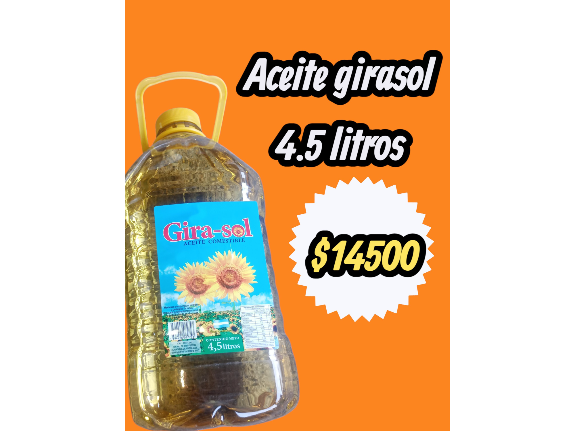 Aceite girasol 4.5l