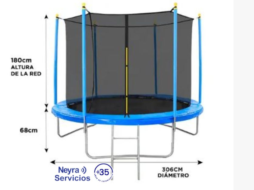 Cama Elástica Gadnic T10FT 3,06 mts con Red de Seguridad Reforzada Hasta 150kg