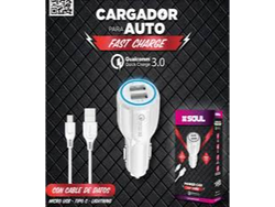 CARGADOR AUTO C/ CABLE LIGHTNING SOUL