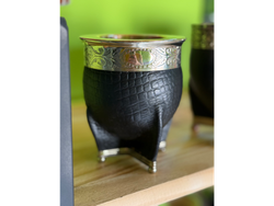Mate imperial cuero cromo con base y bolitas (c/ bombilla)