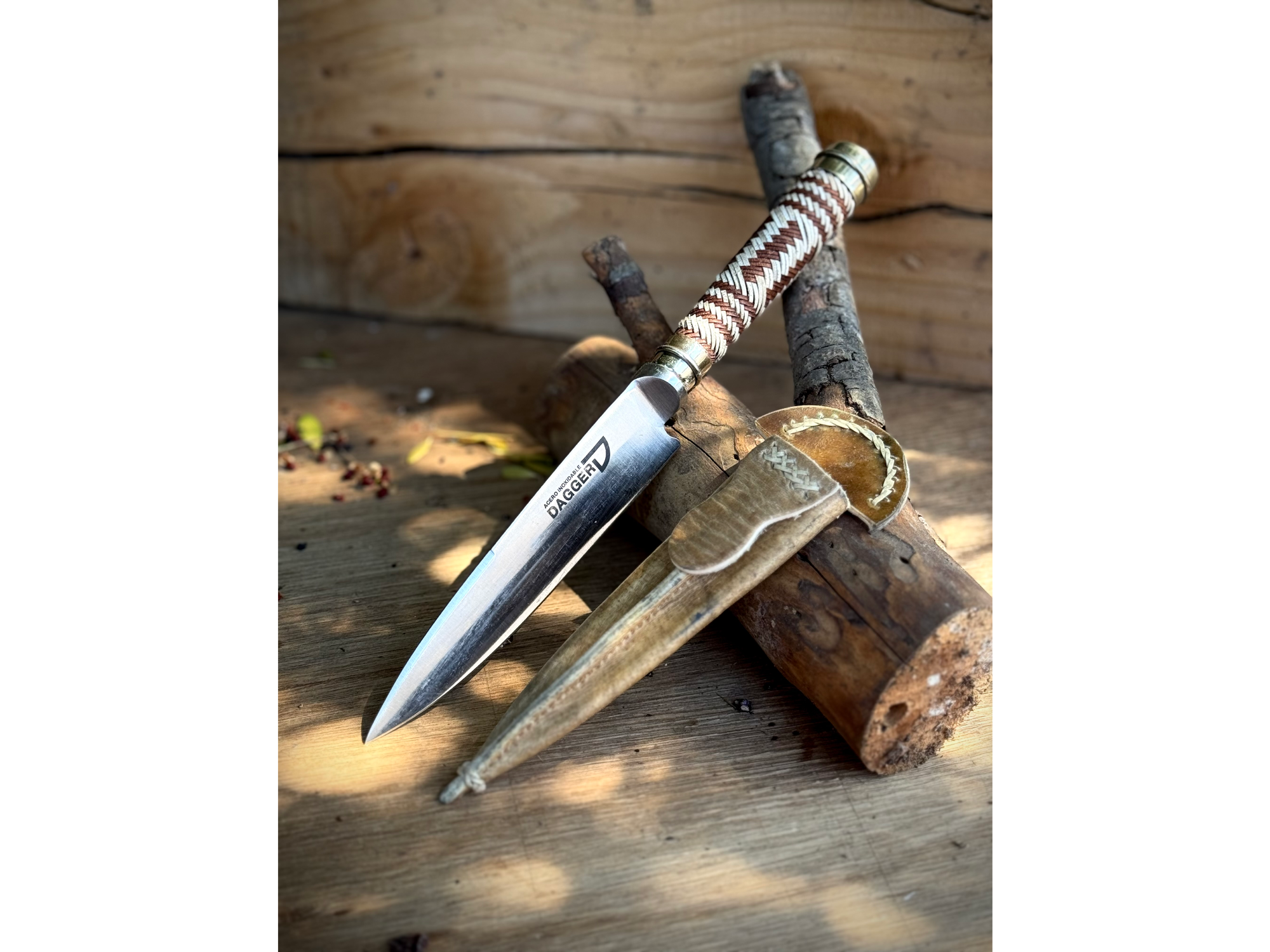 Cuchillo trenzado con virolas 14cm