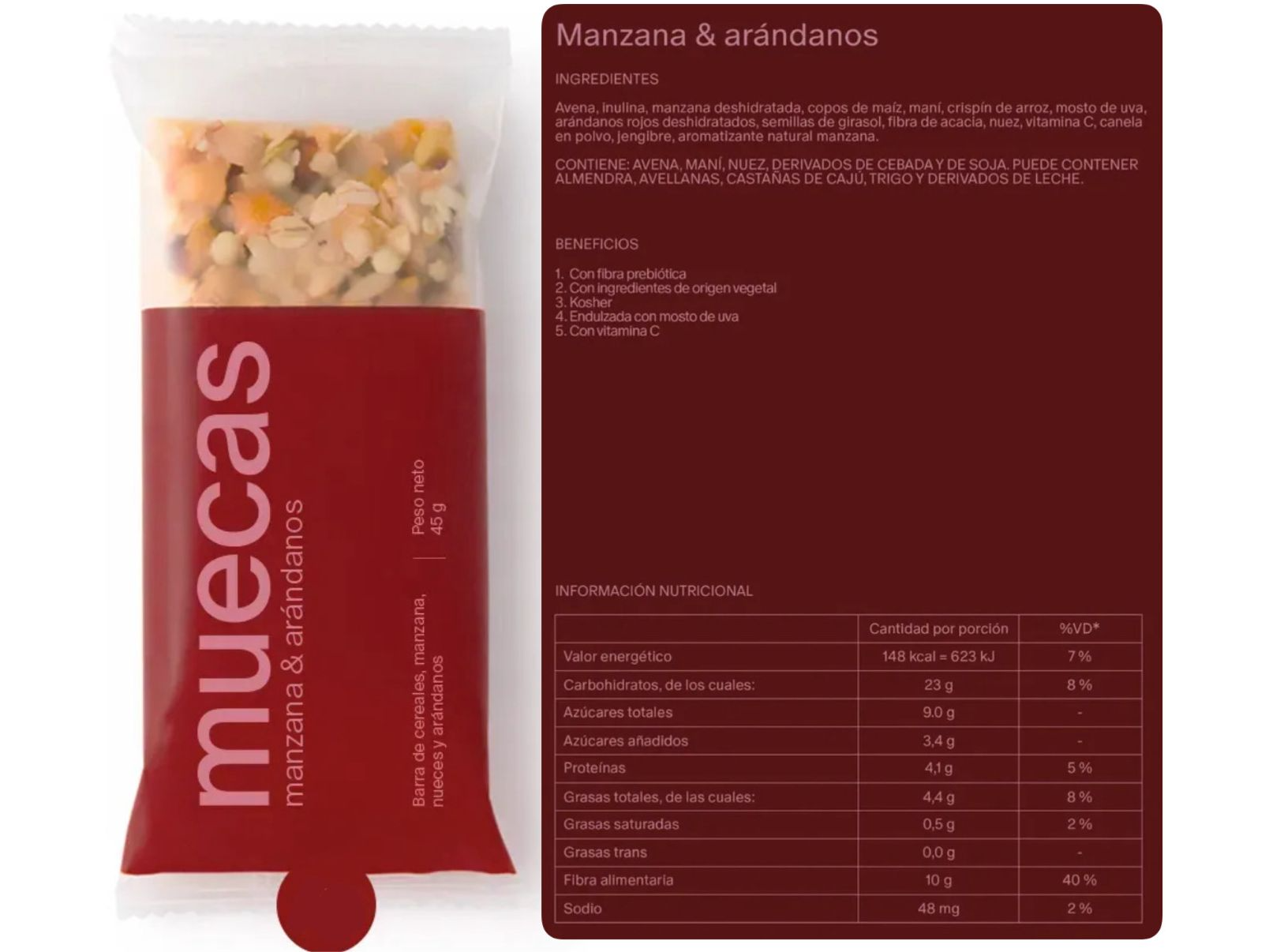 Barra de Cereal Muecas Manzana y Arandanos