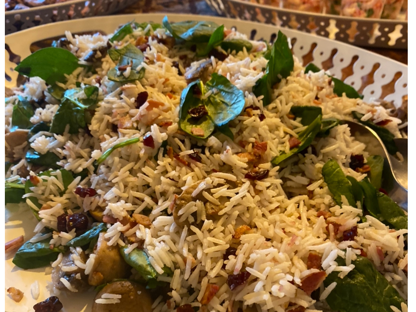Arroz Basmati con Almendras tostadas, espinacas y cramberries