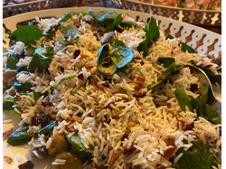 Arroz Basmati con Almendras tostadas, espinacas y cramberries