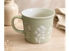 TAZA CERÁMICA VERDE CON FLORES