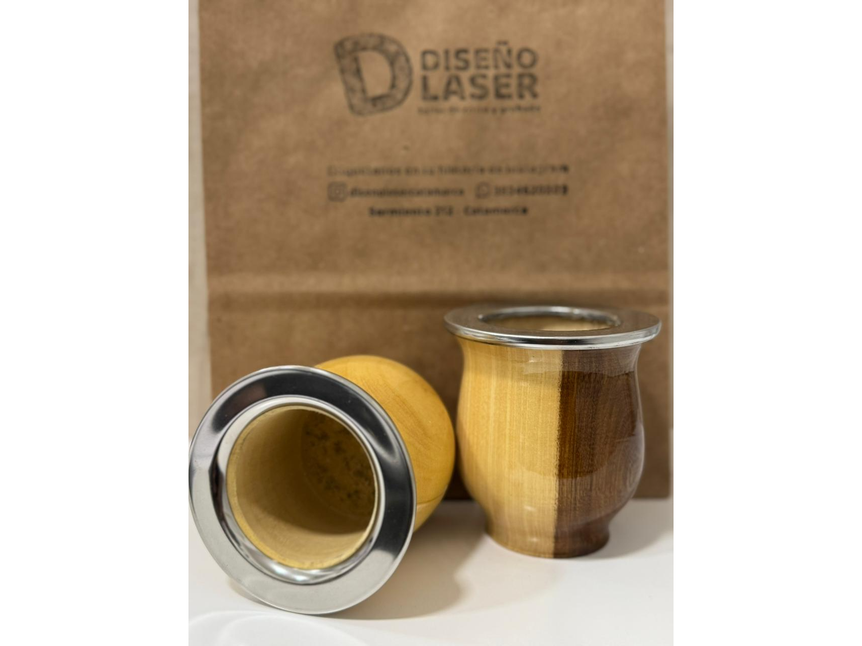 MATE CAMIONERO MADERA CON VIROLA DE ACERO