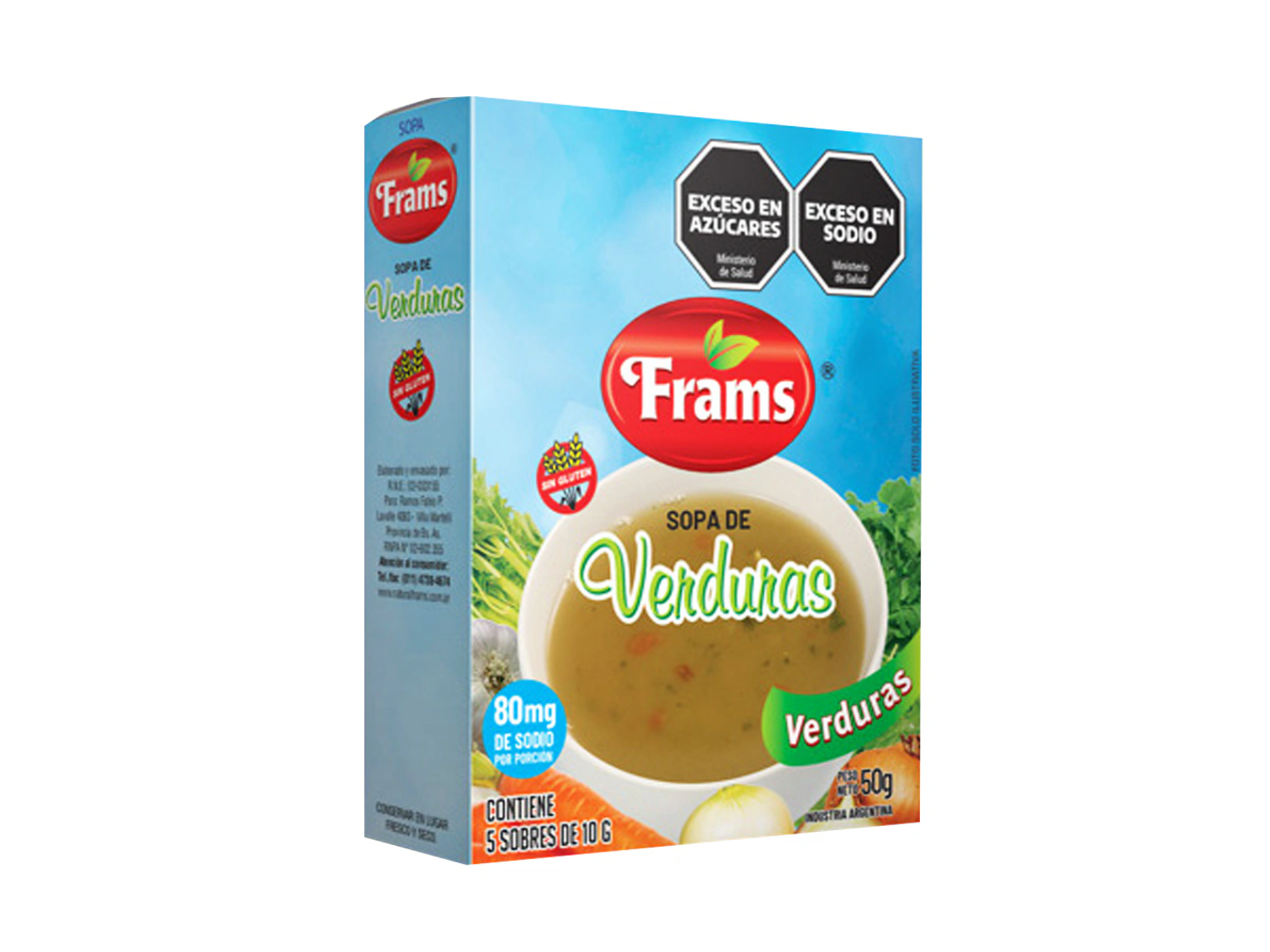 Sopa sin sal agregada de verduras x 5 sobres