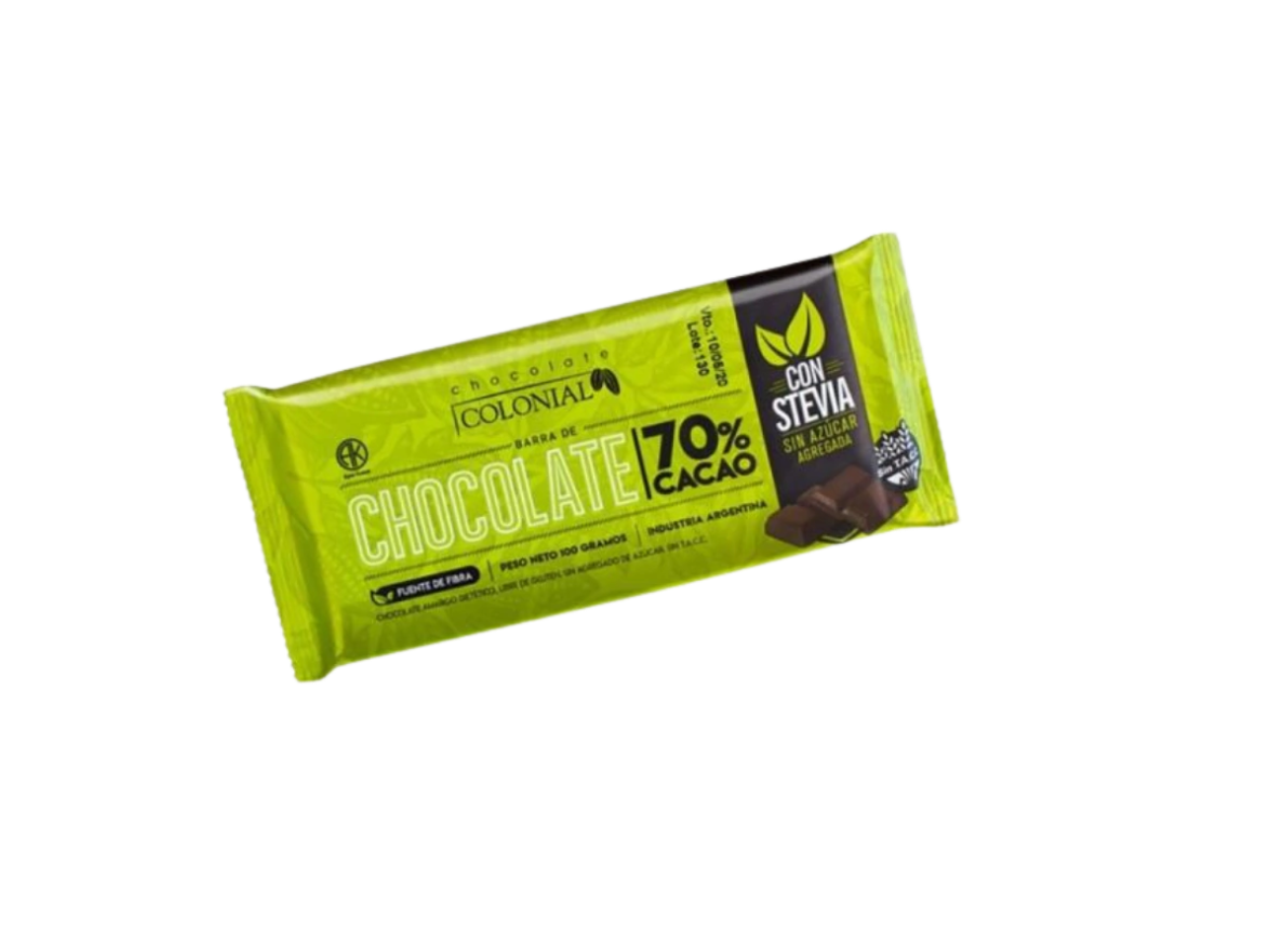 Tableta COLONIAL 70% con stevia x 100gs