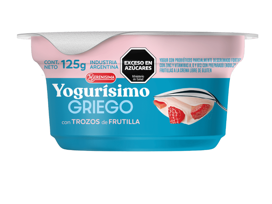 Yogurt griego LA SERENÍSIMA con trozos de fruta