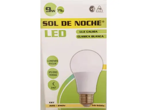 Lámpara Led Sol De Noche Luz Blanca 9 Watts
