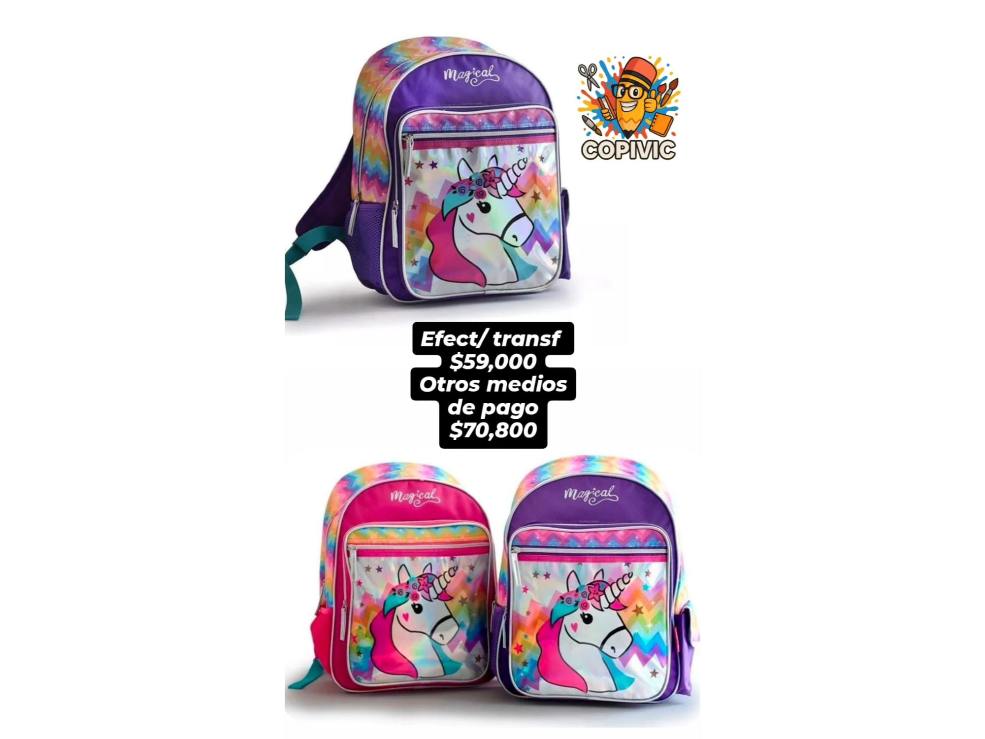Mochila magical unicornio