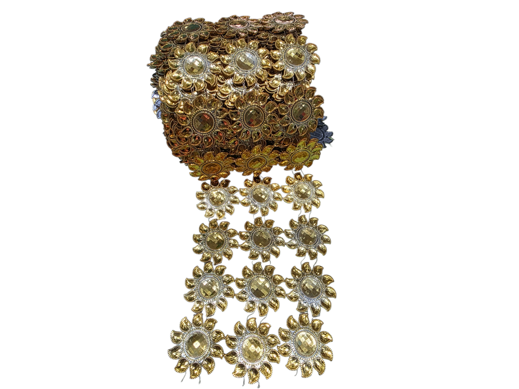 Falso strass sol dorado por metro