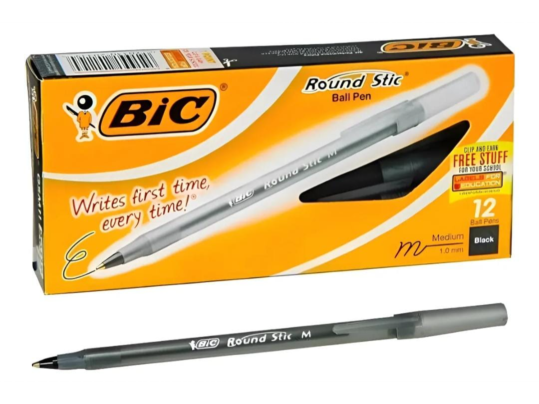 Boligrafo BIC ROUND STIC negro x 12 unidades