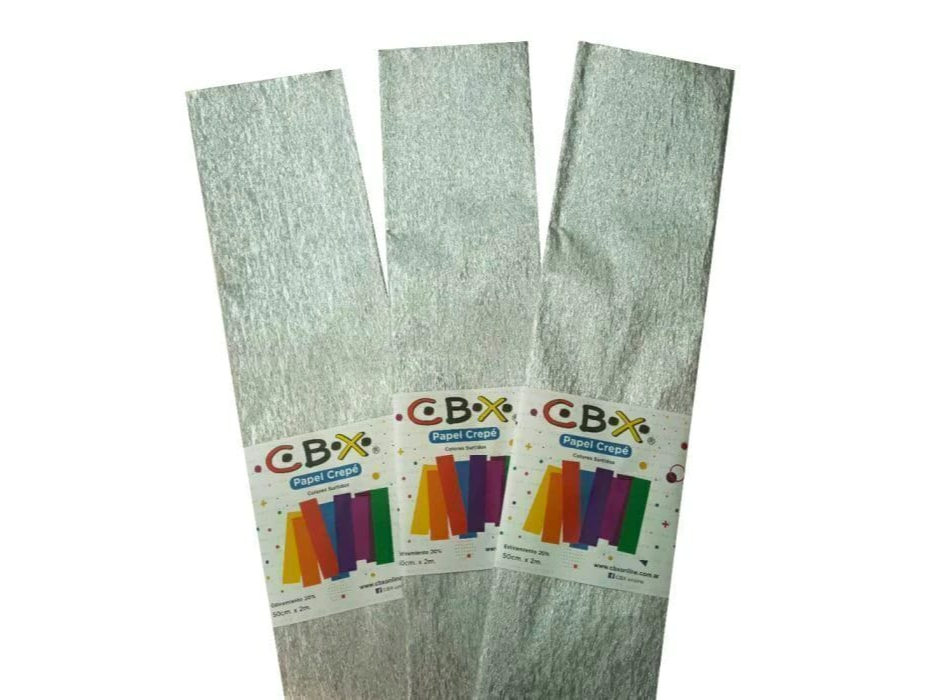 Papel crepe CBX metalizado plateado x1