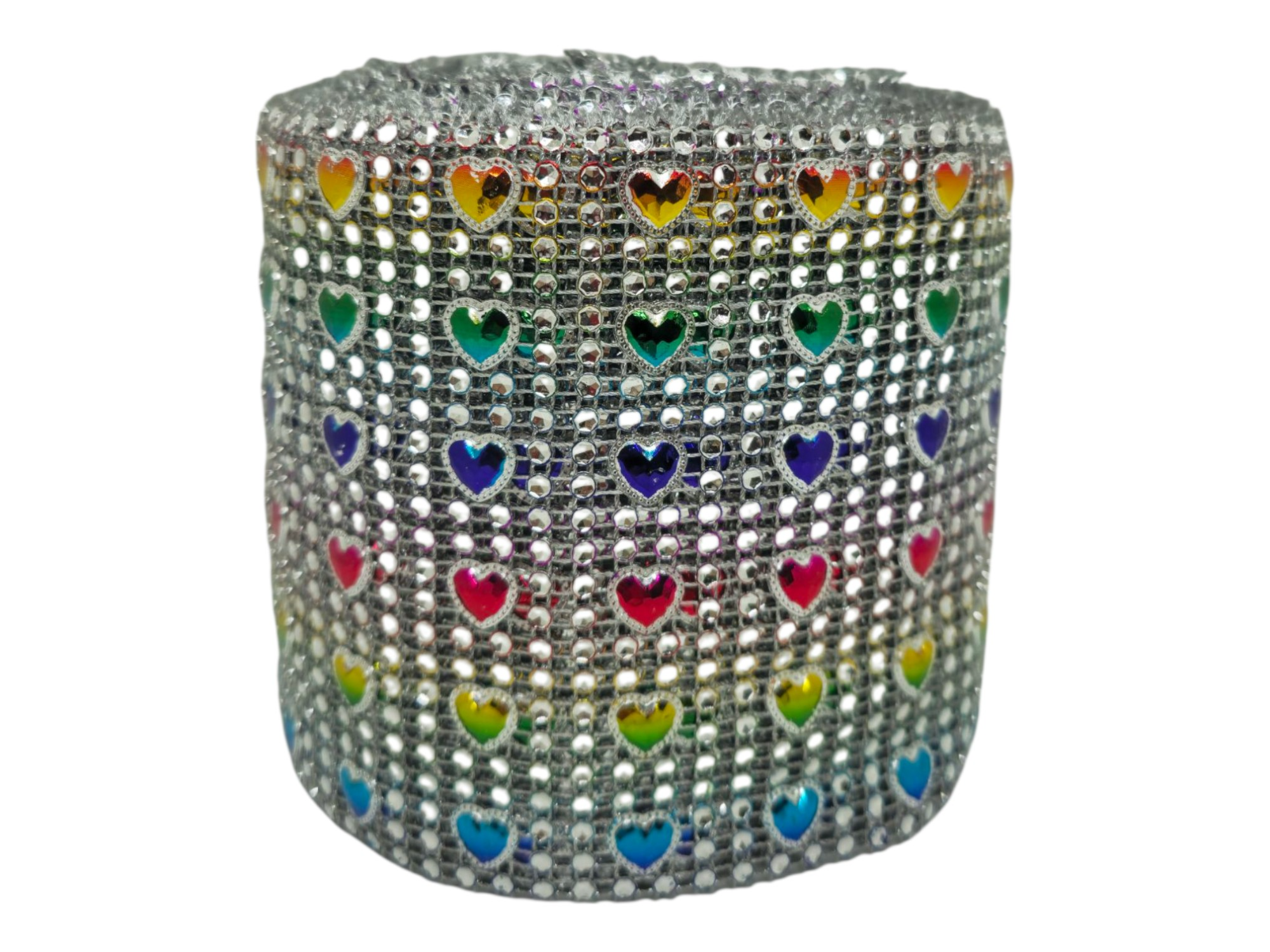 Falso strass con corazones multicolor por metro