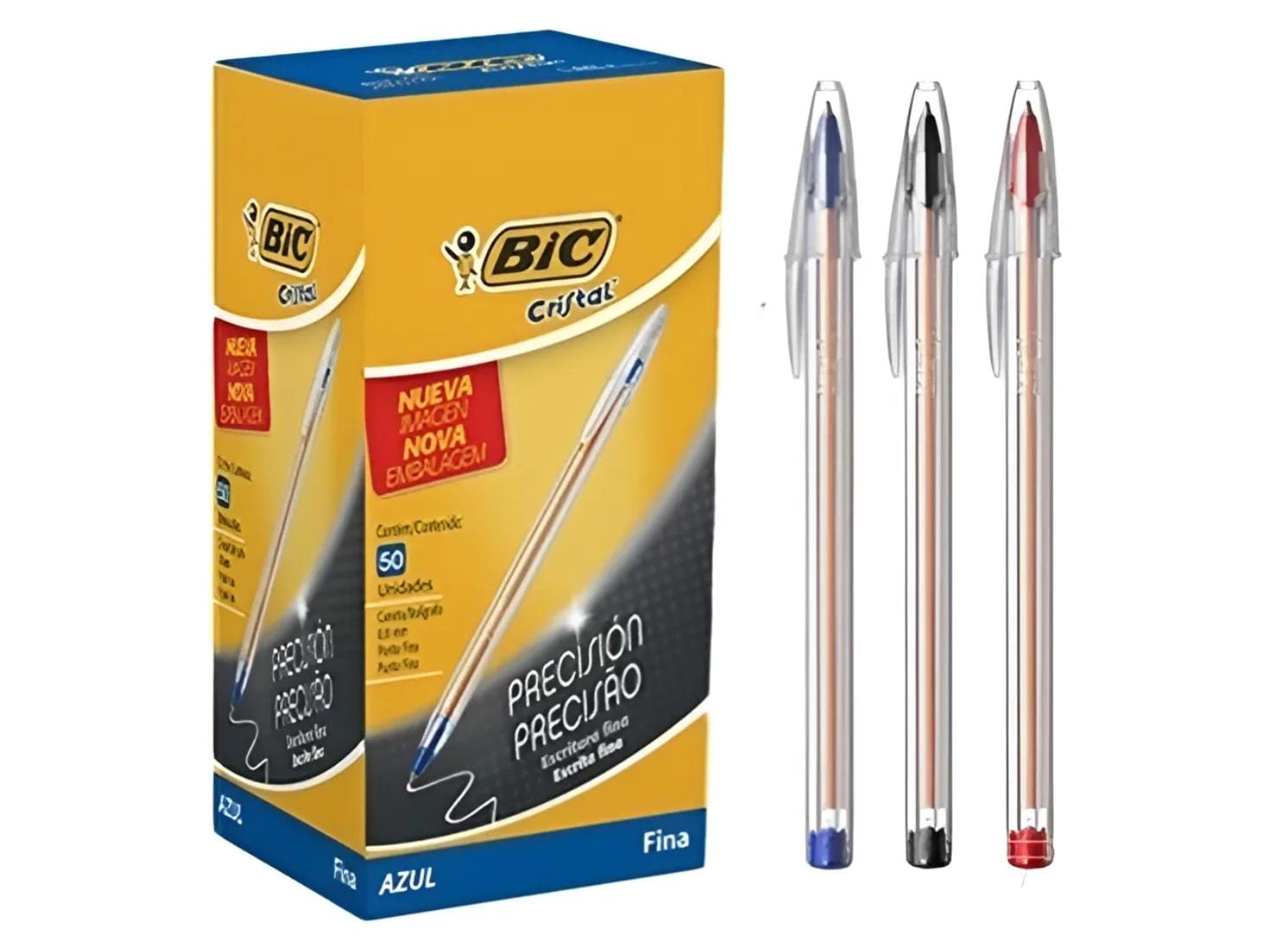 Bolígrafo BIC CRISTAL trazo fino azul x10 unidades