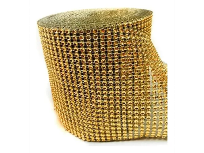 Falso strass dorado por metro