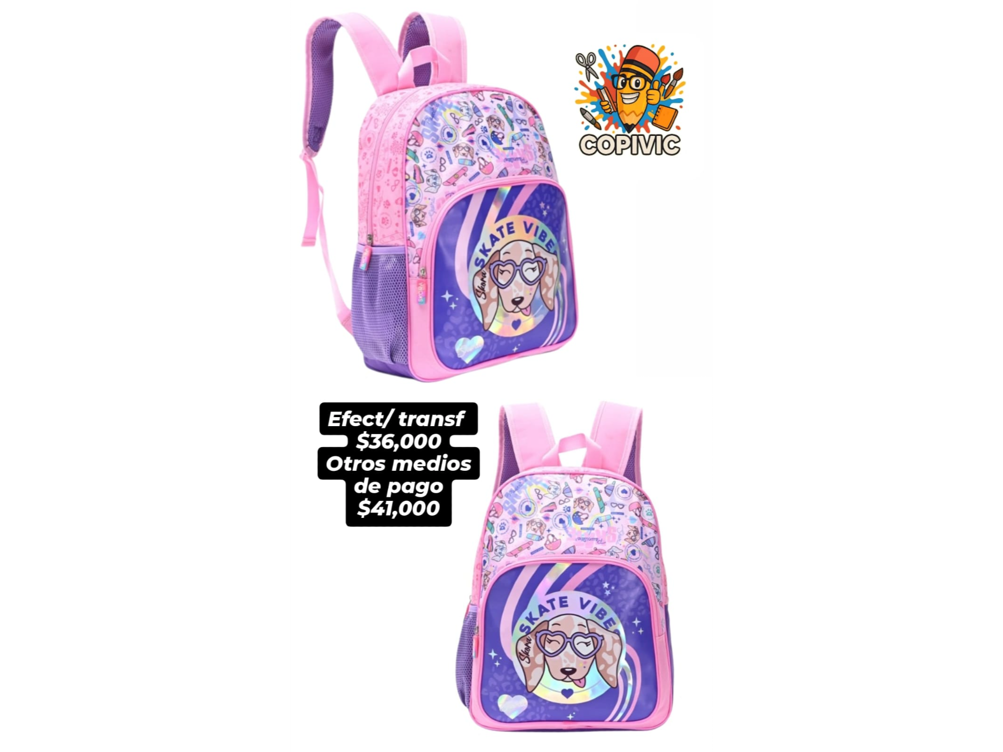 Mochila perrito skate/vibes