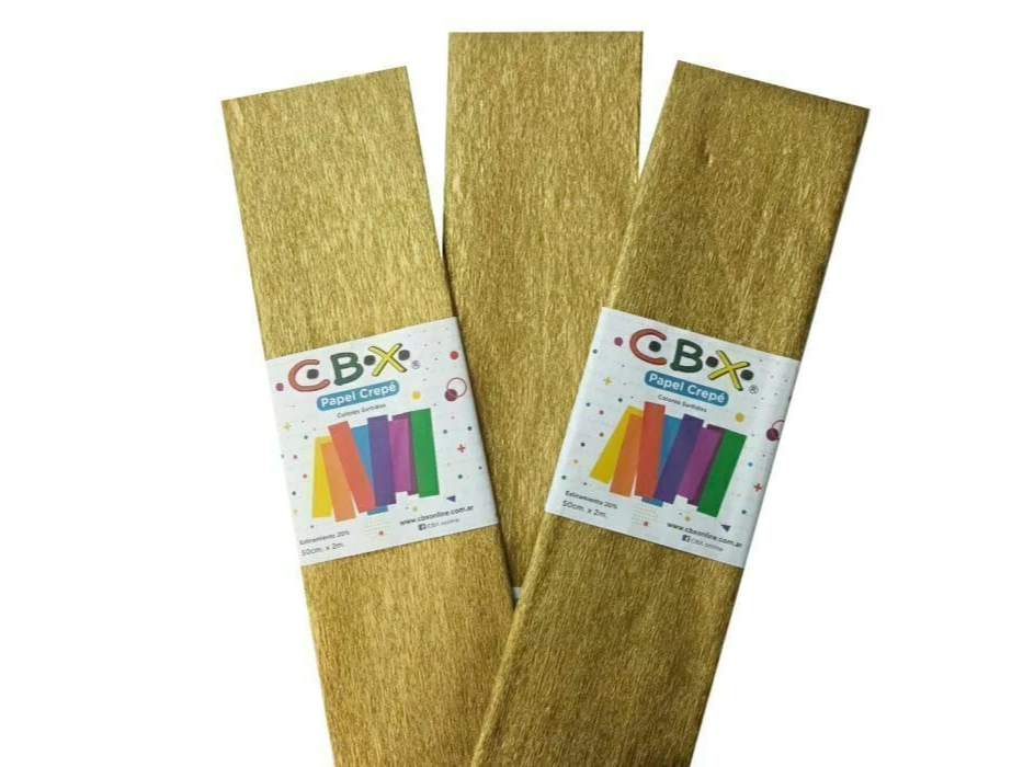 Papel crepe CBX metalizado dorado x1