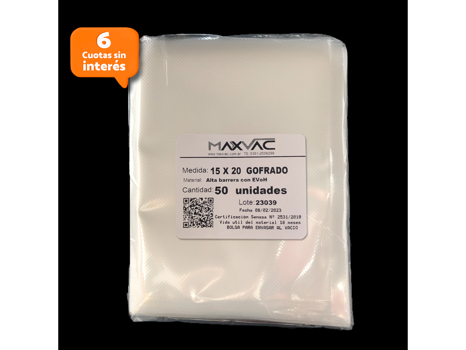 Paquete por 50u. de 15x20 Gofradas de MAXVAC