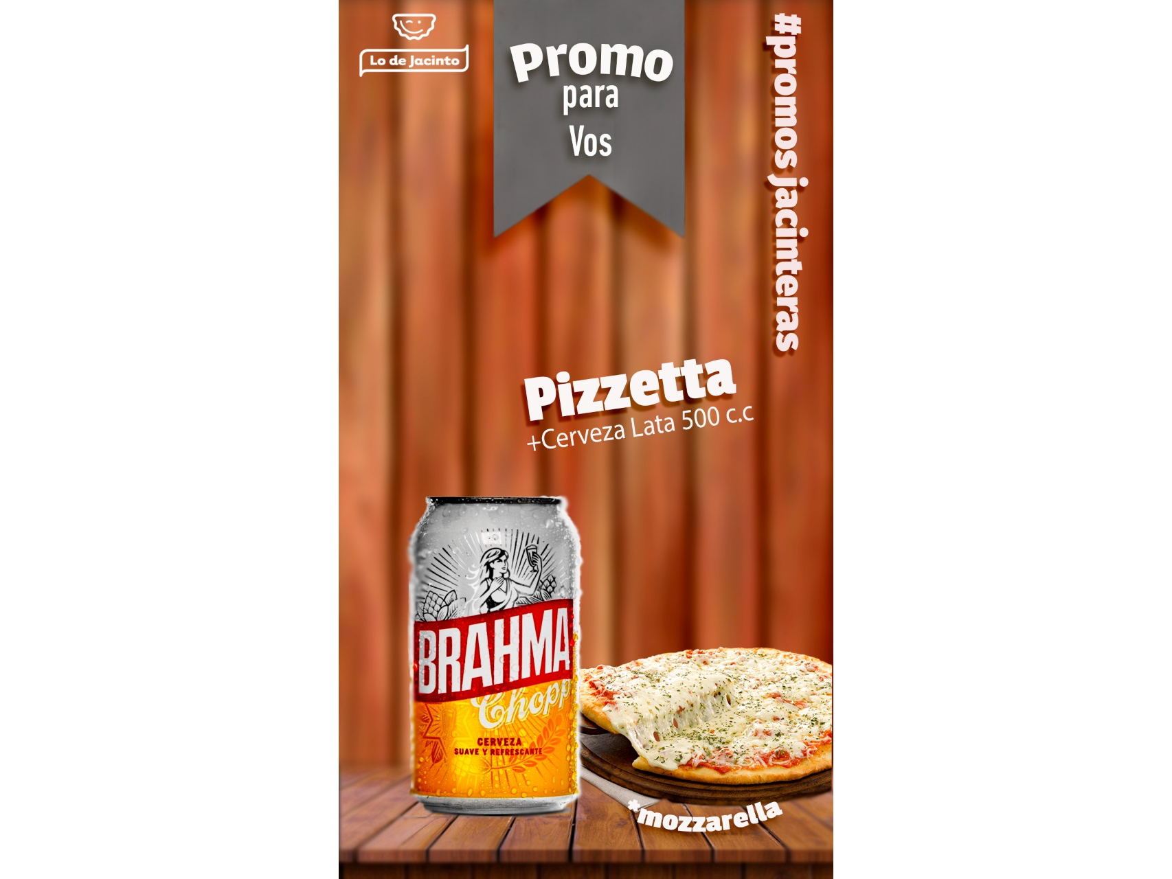 Pizzeta + cerveza lata 500 cc