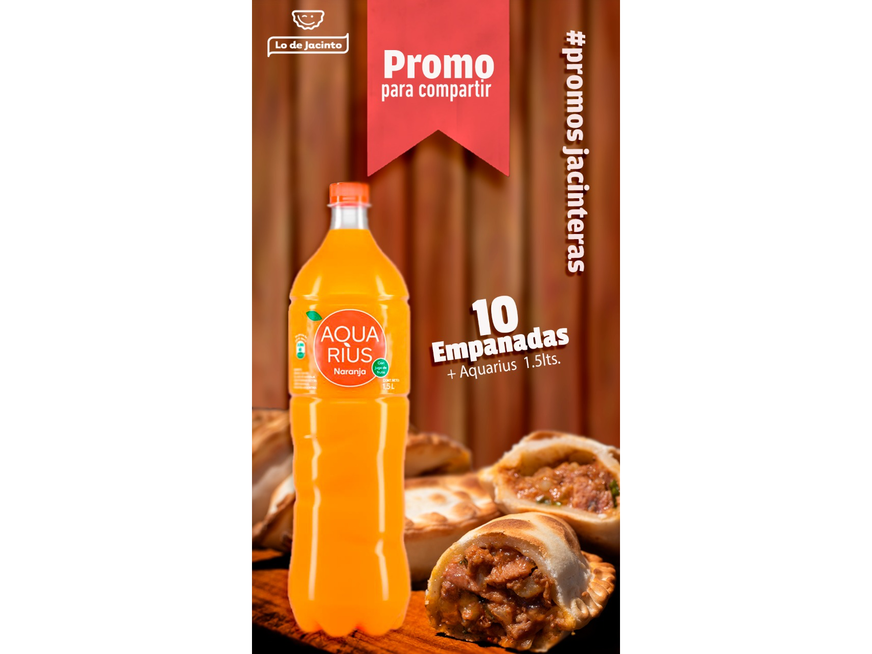 10 Empanadas+Agua Saborizada 1,5 lt