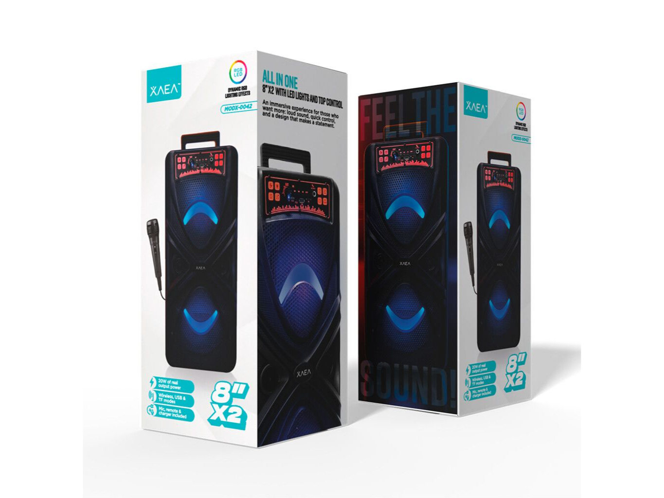 Parlante Torre BT XAEA 8” x2 RGB – 20W RMS