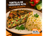 Tortilla de verduras alta (Incluye bollitos de pan brioche y postre)