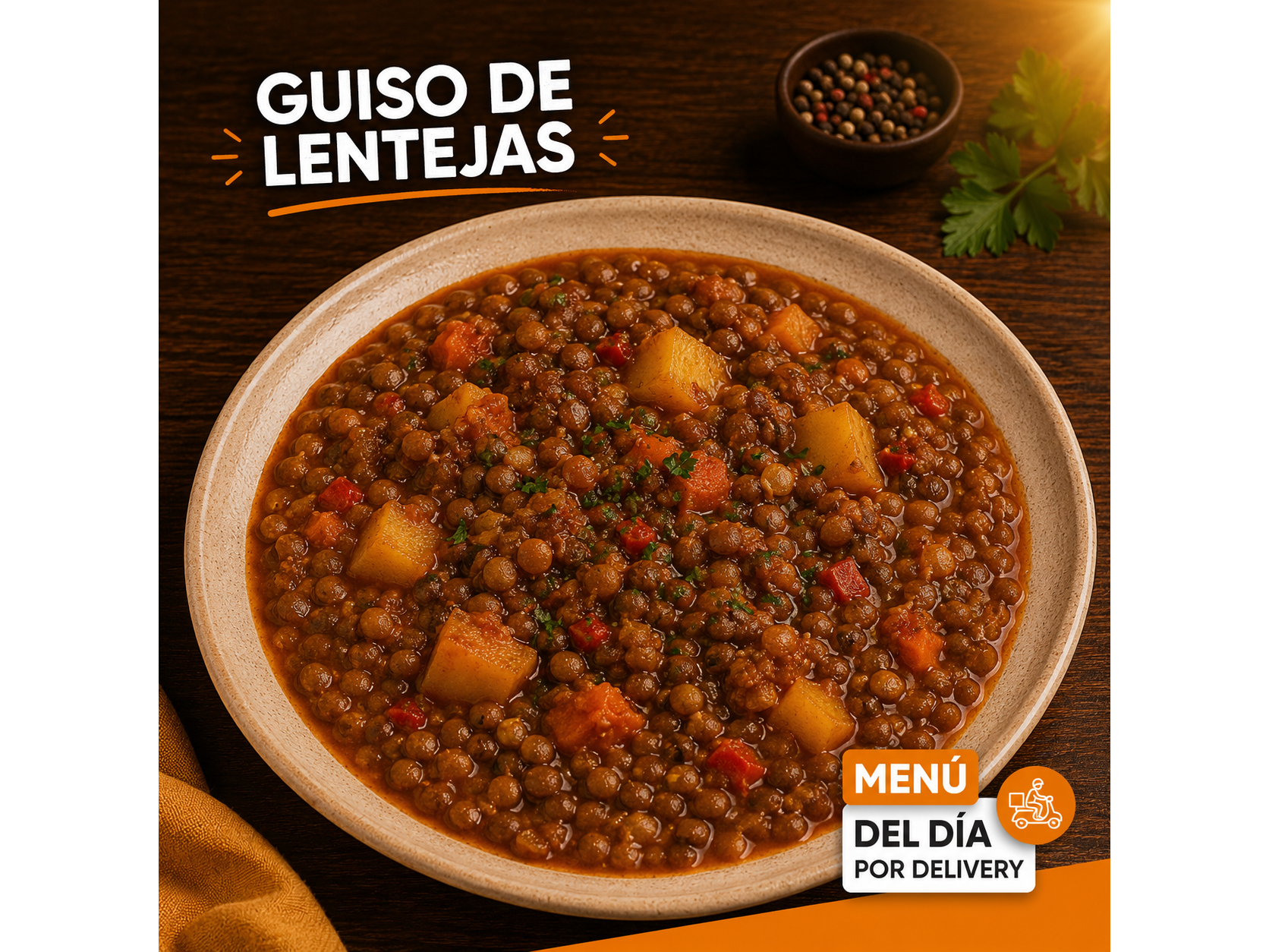 Guiso de Lenteja (Incluye bollitos de pan brioche y postre)