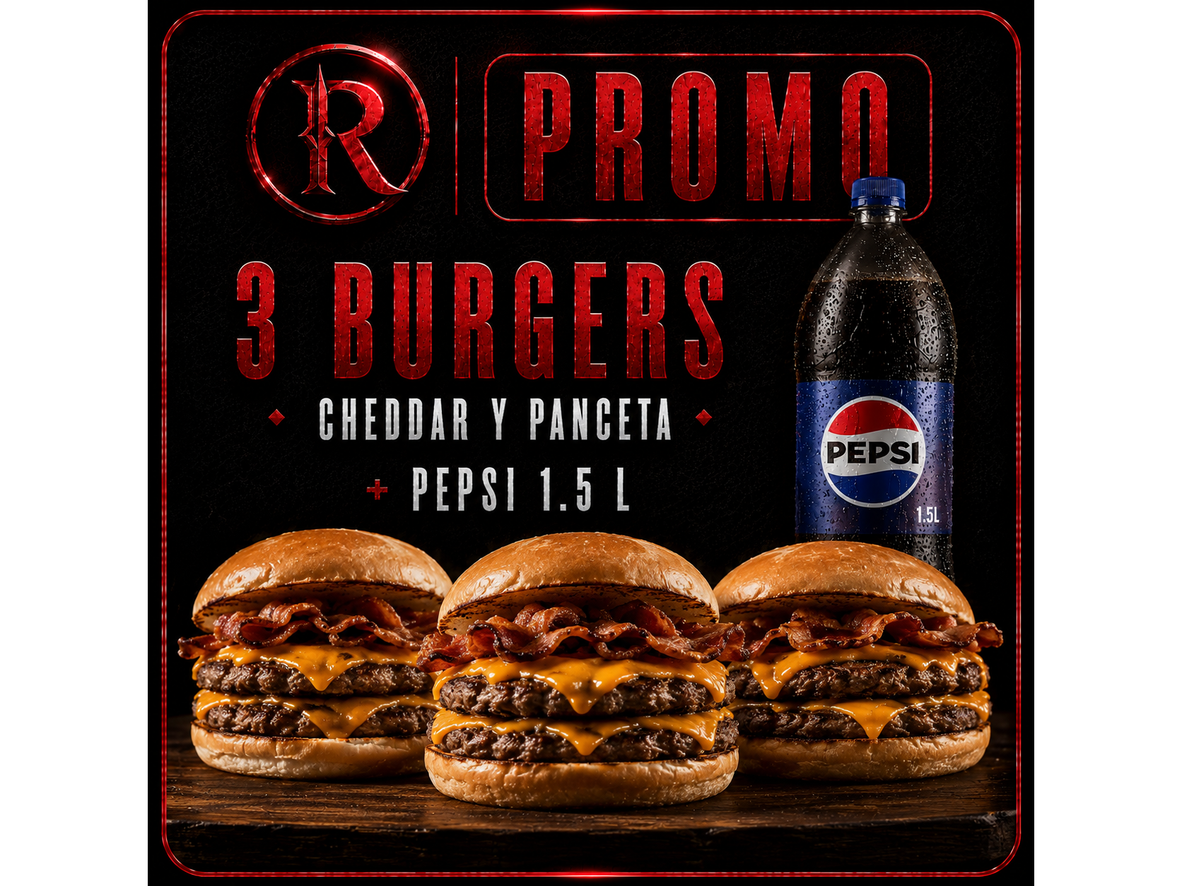 3 Burger+ 1 pepsi 1,5